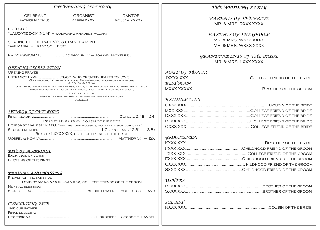 Catholic Wedding Program Full Mass EverAfterGuide