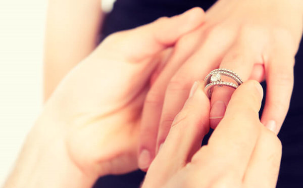 Wedding day wear engagement ring