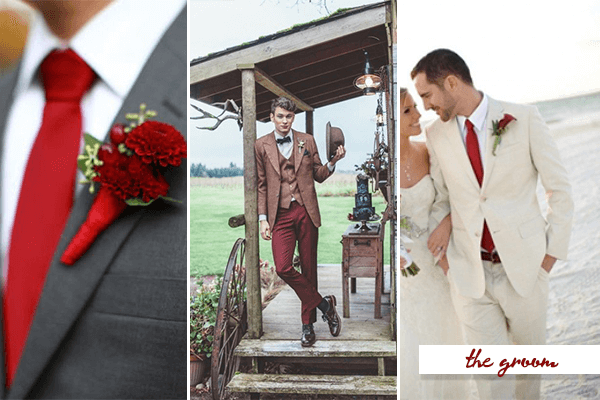 Pion And Love 20 Fabulous Red White Wedding Ideas I 39 M Not Suggesting Red Suits Just Details Like The Ties Vest Or Pants Look How Cute Those Groomsmen In