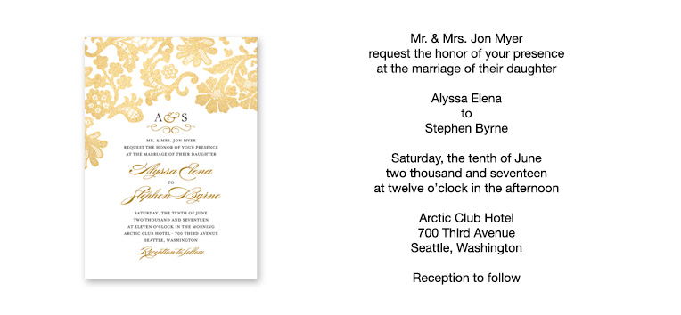 Wedding Invitation Wording Samples Wedding Invitations Wording Examples