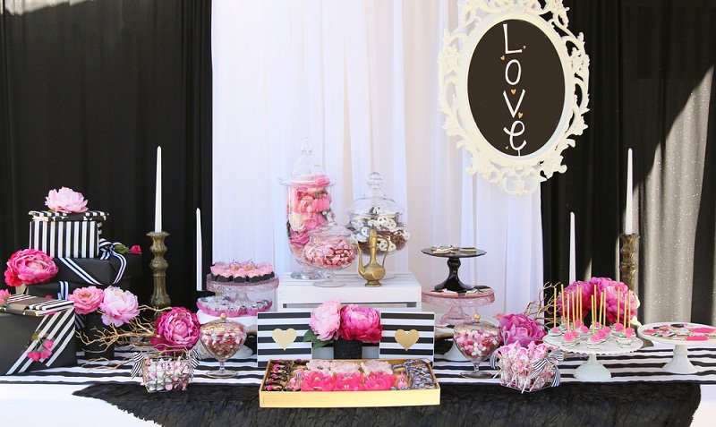 Black White And Pink Kate Spade Bridal Shower Bridal Shower Themes Black White And Pink