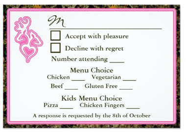 Wedding Invitations With Menu Choices 6